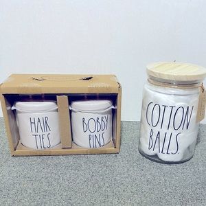 Rae Dunn Hair Tie Set & Cotton Balls